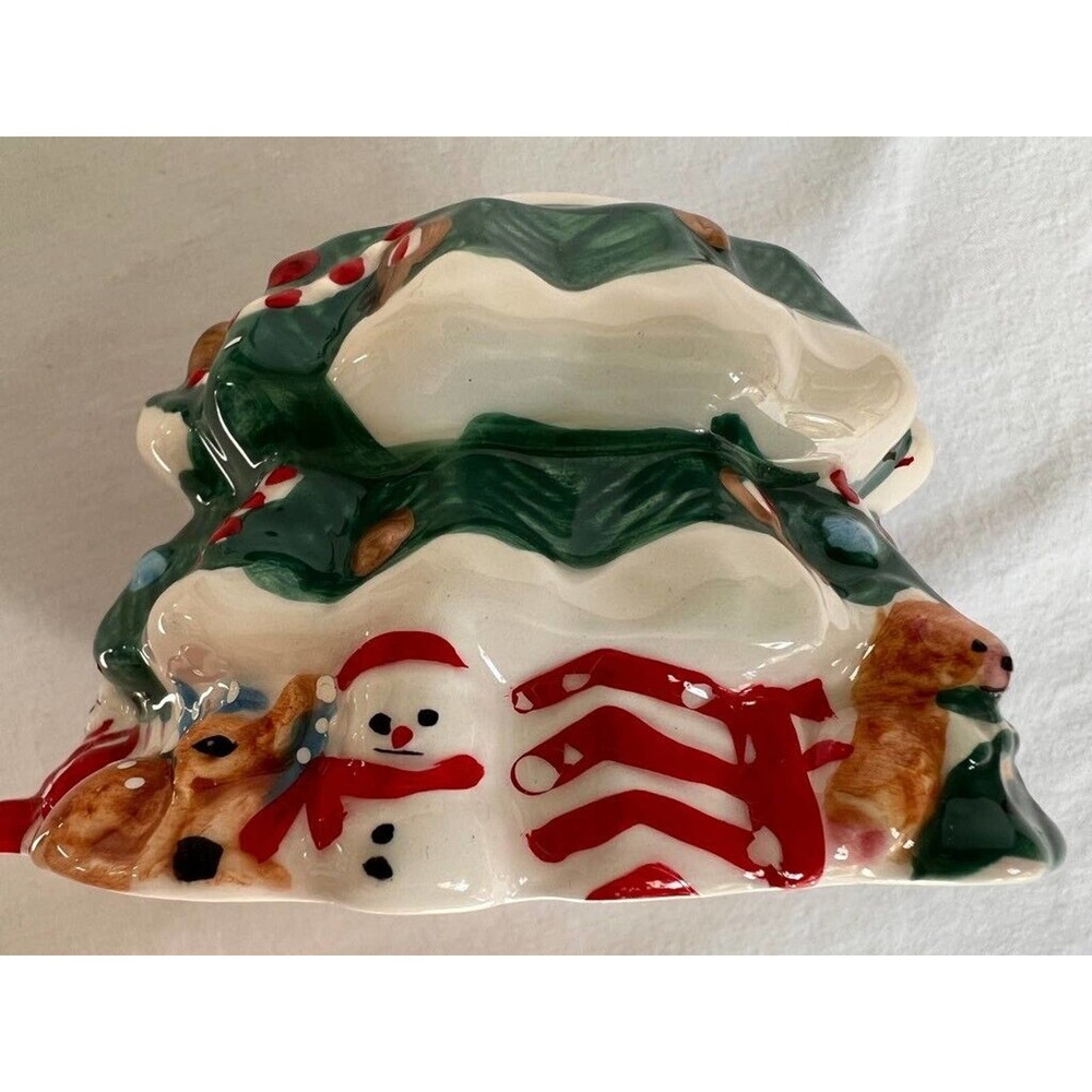 Holly Tree Christmas Salt & Pepper Shakers Ceramic Holiday 2 Piece Set 7" New - Picture 8 of 9
